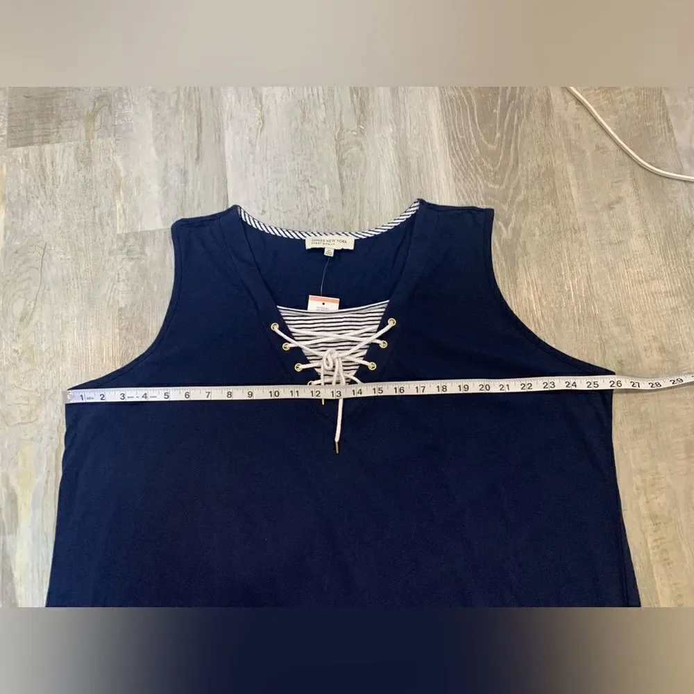 NWT Jones New York sport knit navy sleeveless tie laced V-neck dress sz 3x - Picture 8 of 13